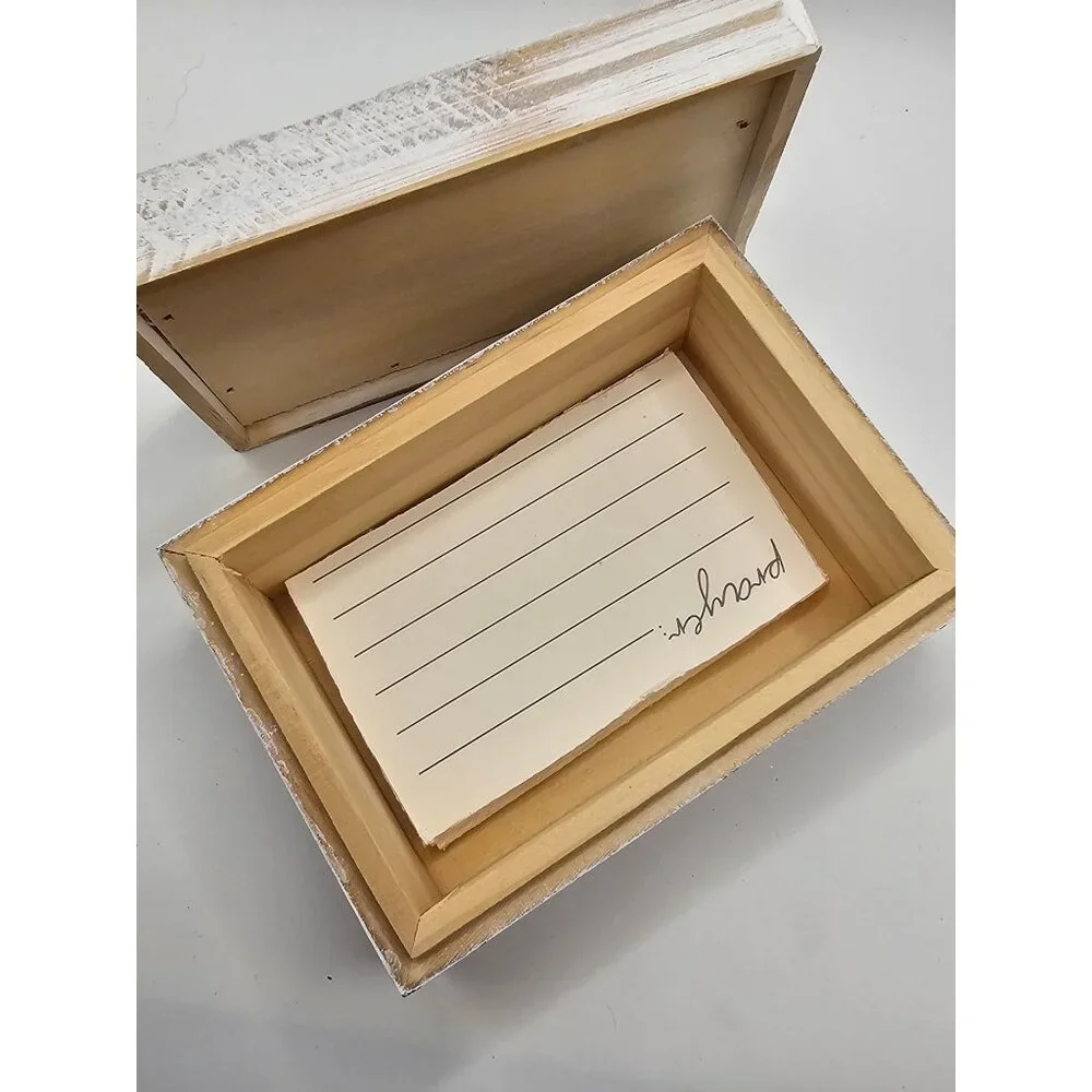 Rustic Wooden Prayer Box With White Cross &‎ Sentimental Quote